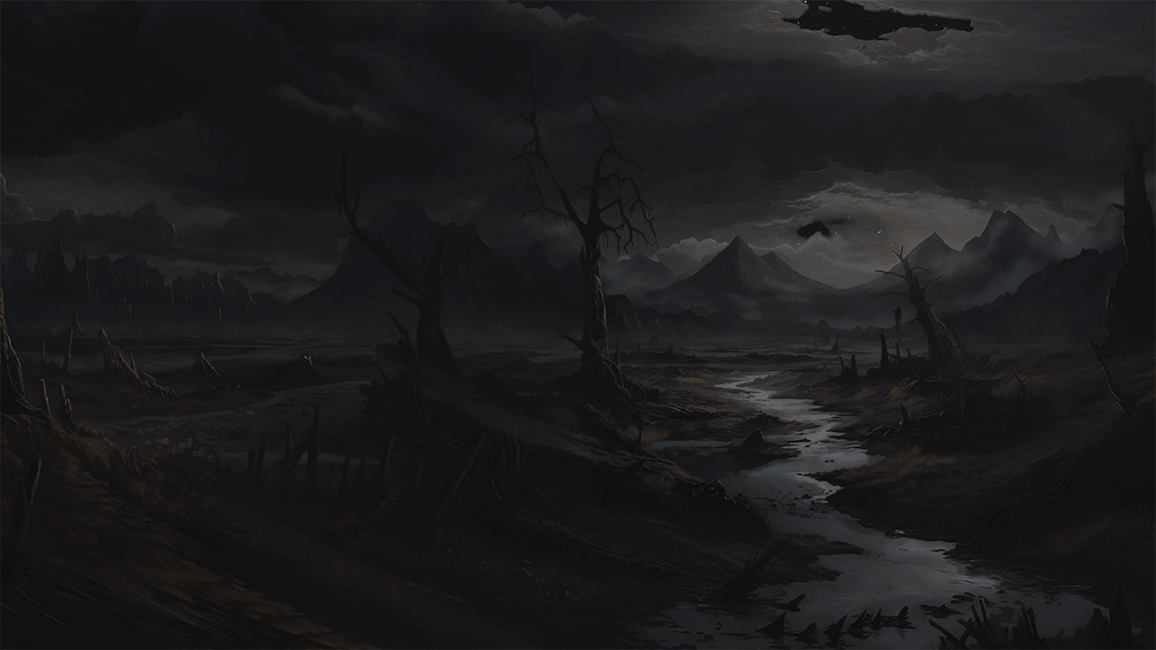 Midnight Desolate Valley Scene